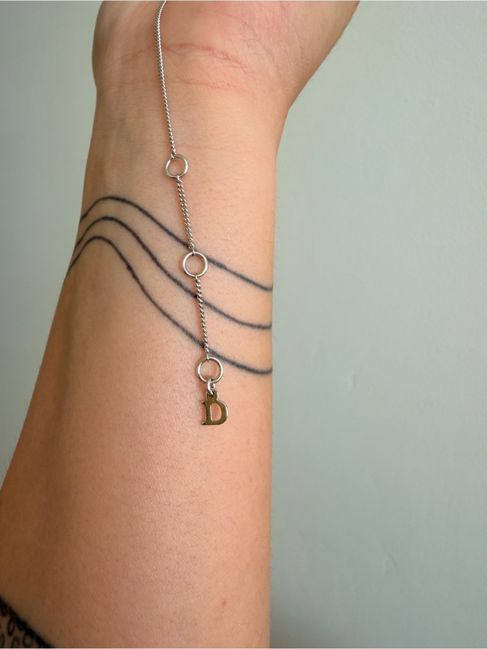 Dior Silver Chain Bracelet with 'D' Charm